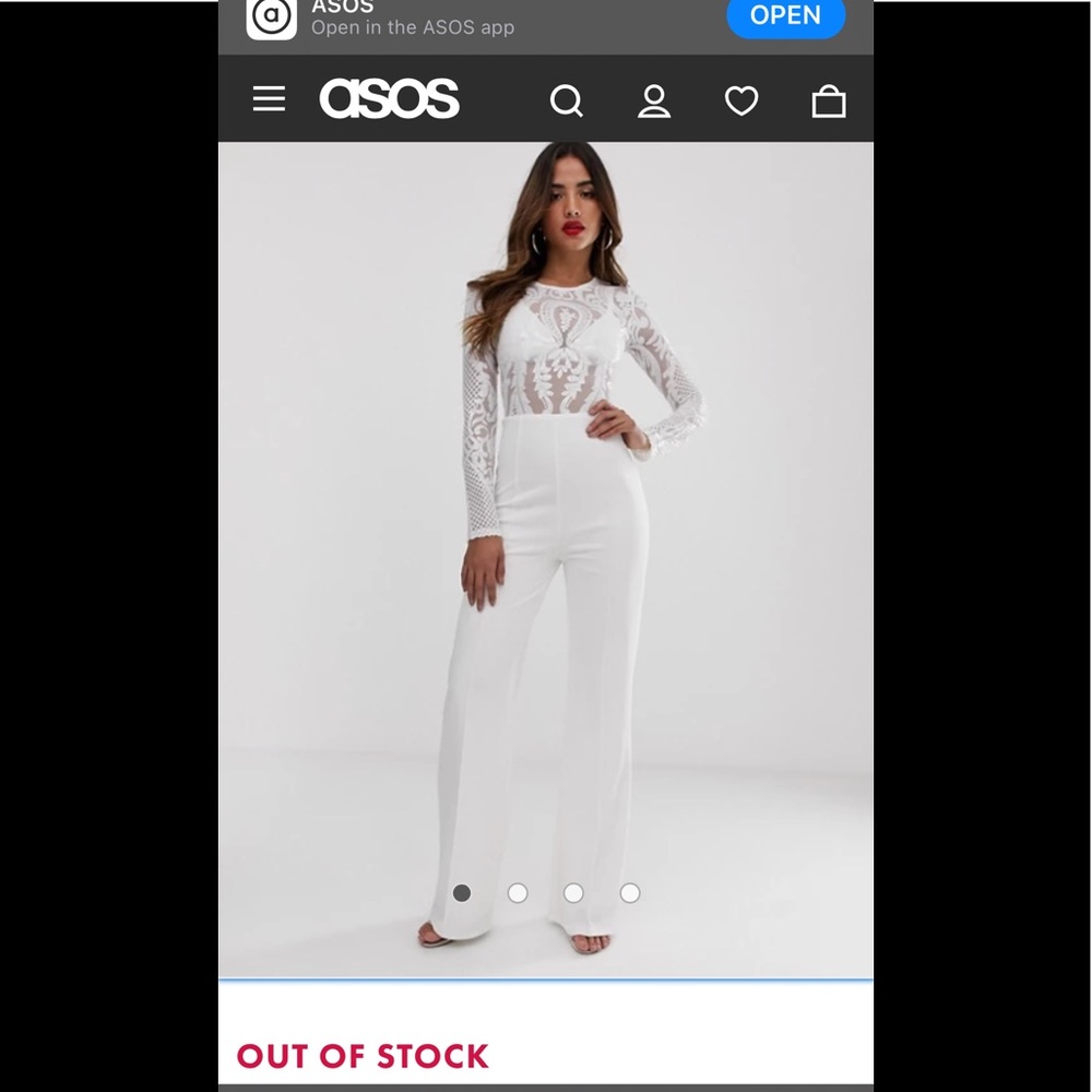 ASOS white baroque long sleeved jumpsuit